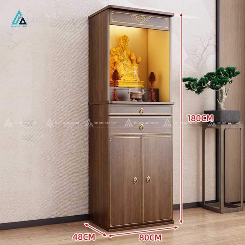 Mẫu Tủ Thờ Chung Cư Hiện Đại Gỗ Tự Nhiên Tích Hợp Đèn Led 1
