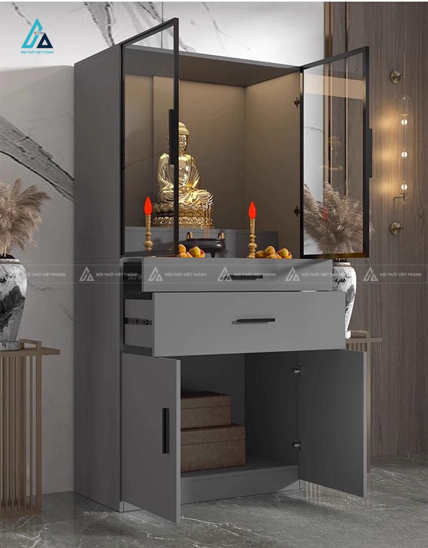 Mẫu Tủ Thờ Đứng Hiện Đại Có Cửa Kính Chống Bụi Sang Trọng 1