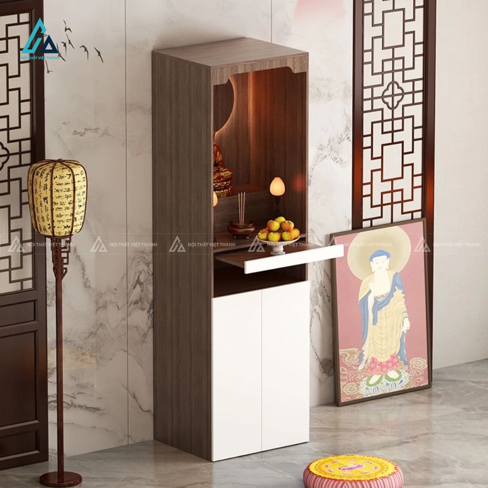 Tủ Thờ Đứng Chung Cư Hiện Đại Có Đèn LED Và Ngăn Kéo Tiện Lợi 2