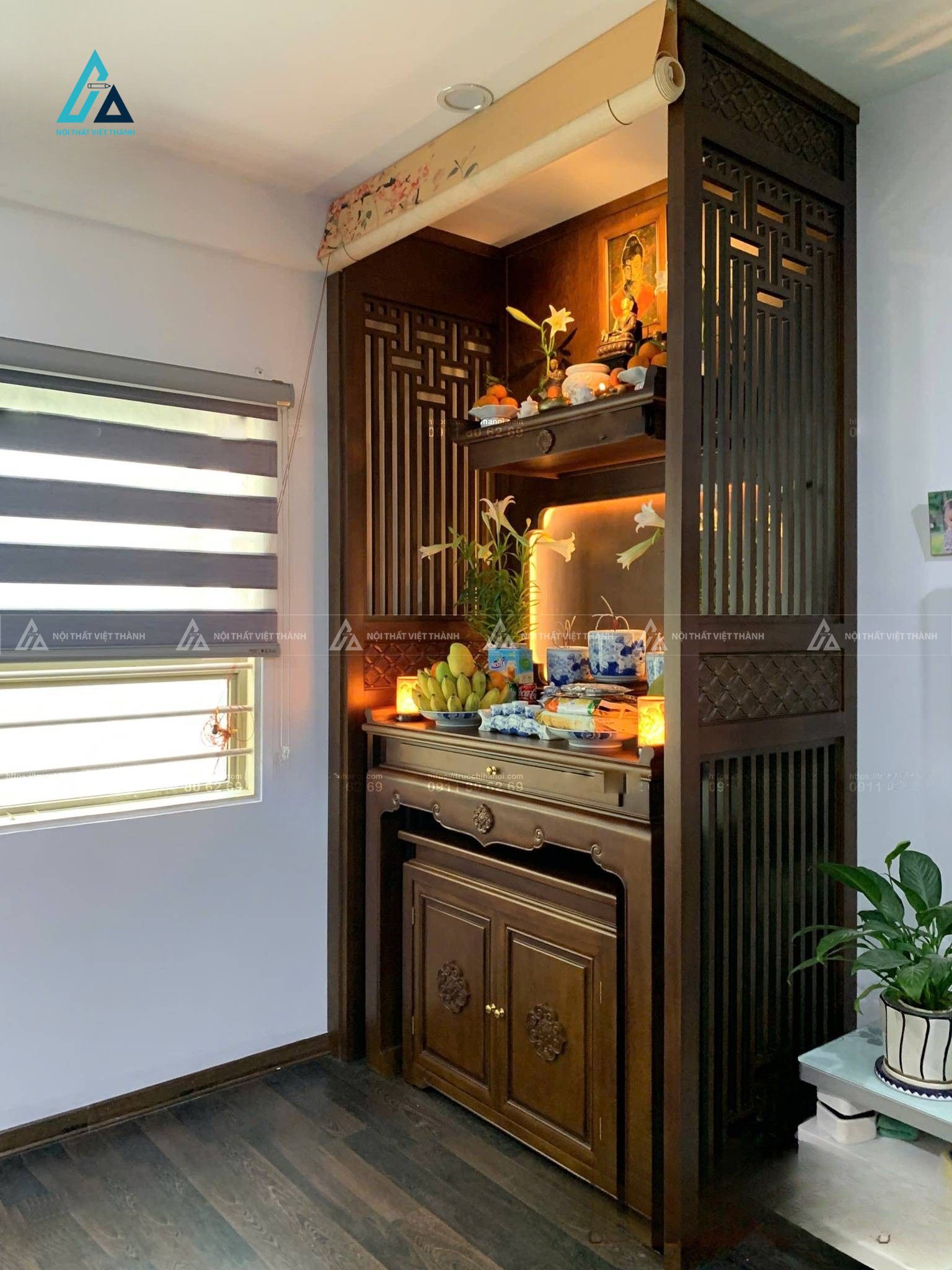 Bộ Bàn Thờ Đứng Hiện Đại Kết Hợp Tủ Cơm Tiện Dụng Cho Chung Cư