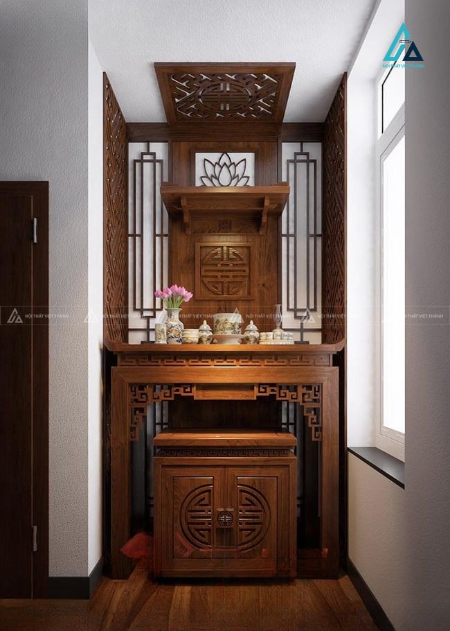 Mẫu Bàn Thờ Đứng Kết Hợp Bàn Thờ Treo Tường Thiết Kế Nhị Cấp Sang Trọng