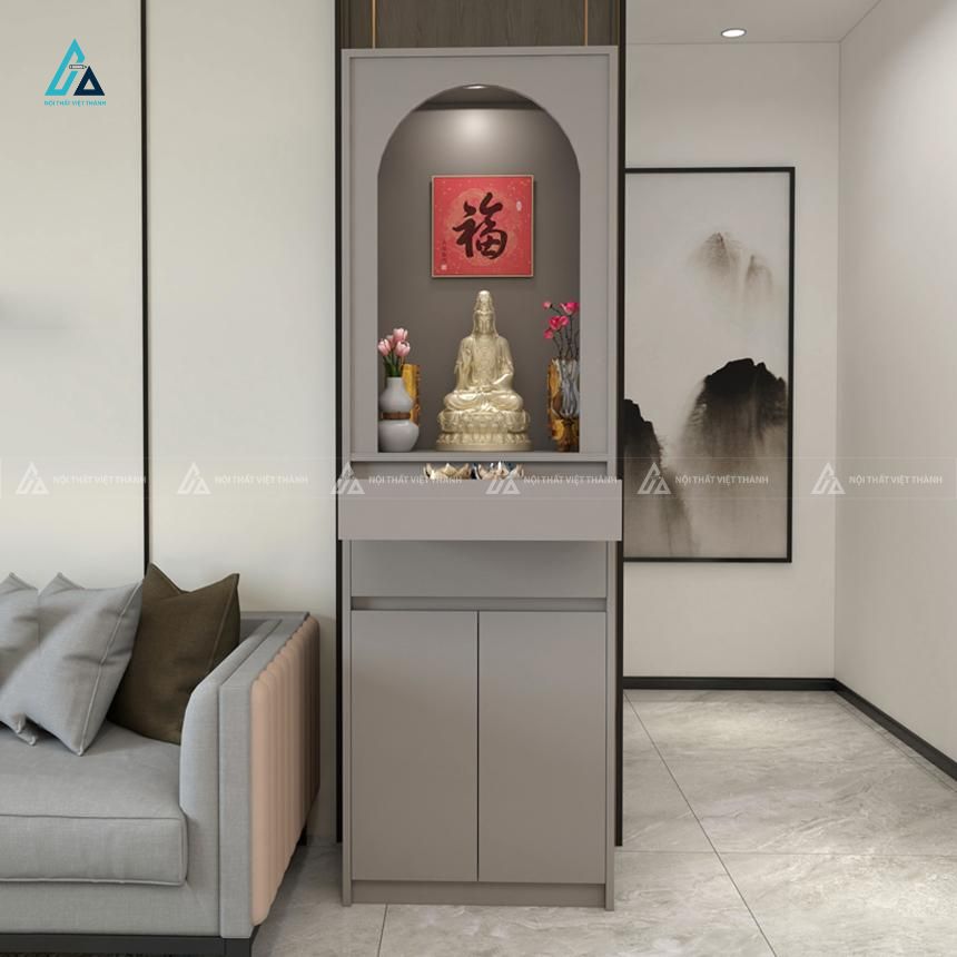 Mẫu Tủ Bàn Thờ Đứng Gỗ Công Nghiệp Thiết Kế Vòm Hiện Đại 1