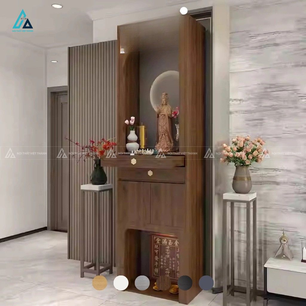 Tủ Thờ Đứng Dáng Cao Hiện Đại Tích Hợp Đèn LED Sang Trọng 1