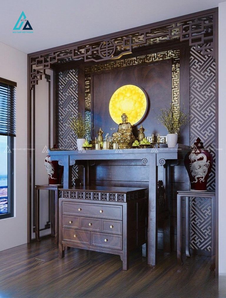 Mẫu Bàn Thờ Đứng Hiện Đại Kết Hợp Tủ Cơm Nhiều Ngăn Tiện Lợi 1