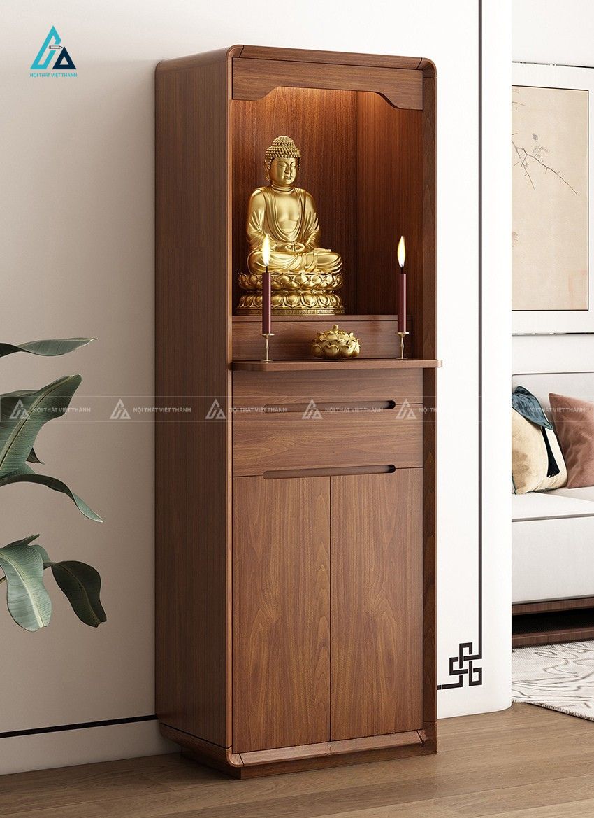 Tủ Thờ Gỗ Tự Nhiên Thiết Kế Đứng Hiện Đại Cho Chung Cư 1
