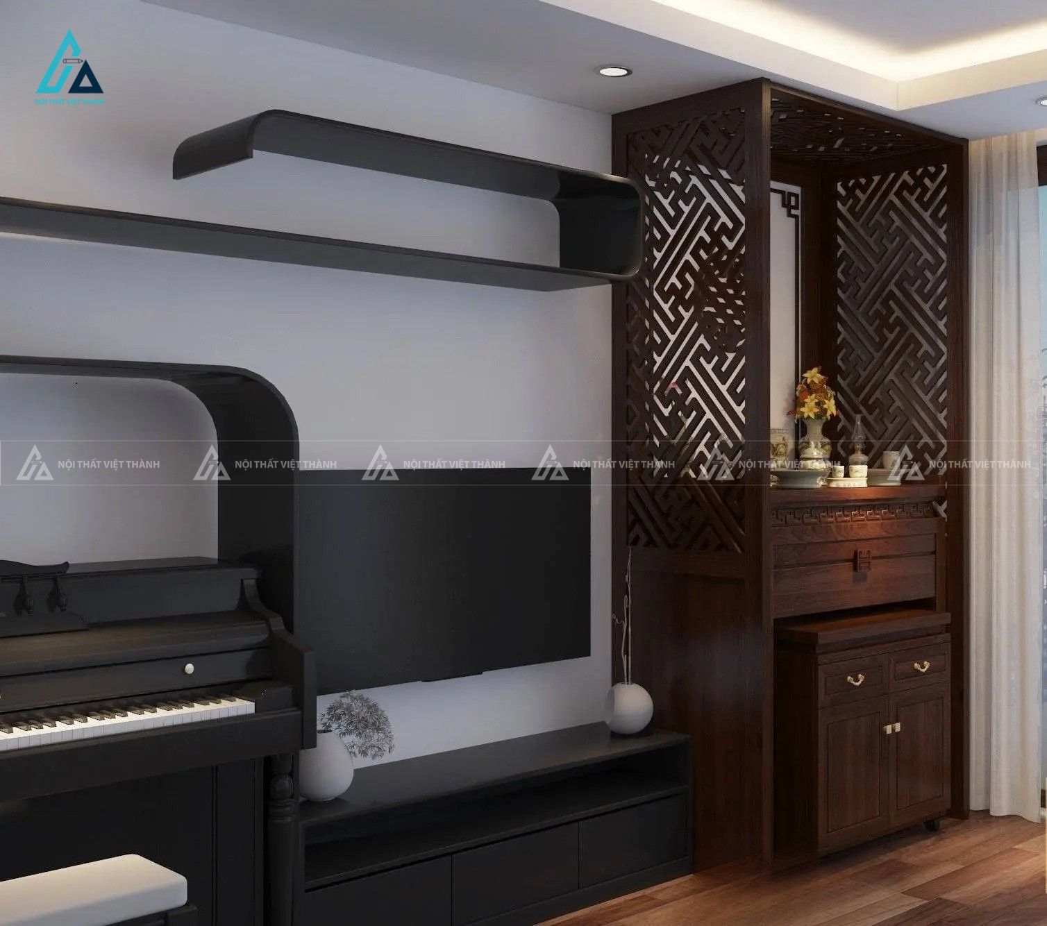 Mẫu Tủ Thờ Đứng Hiện Đại Thiết Kế Phân Tầng Tối Ưu Không Gian 1