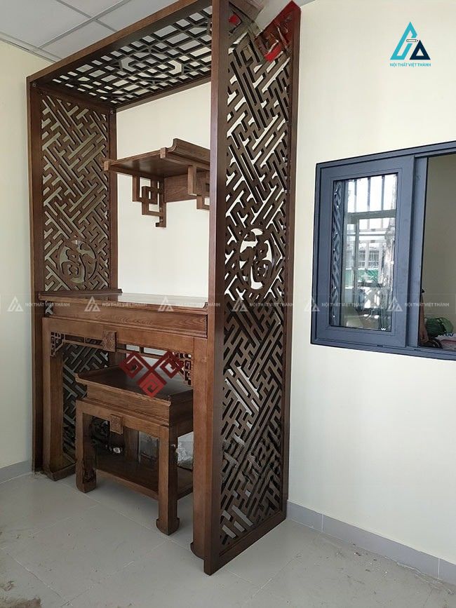 Mẫu Bàn Thờ Gia Tiên Kết Hợp Bàn Thờ Phật Treo Tường Đẳng Cấp 1