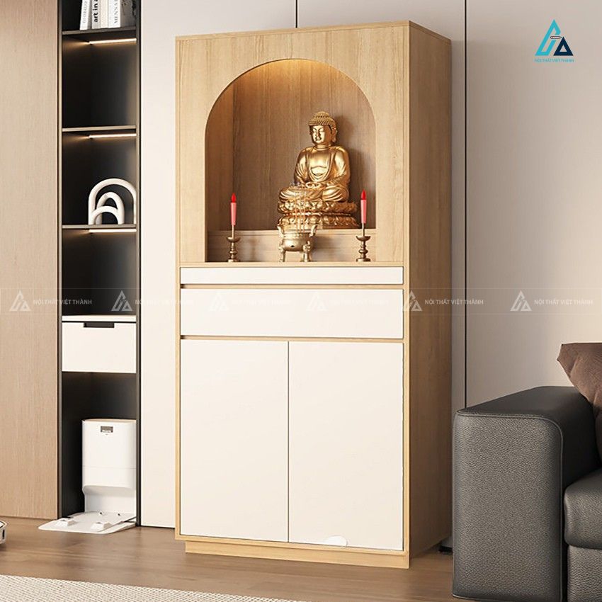 Tủ Thờ Đứng Gỗ Thiết Kế Vòm Hiện Đại Trang Nhã Cho Chung Cư