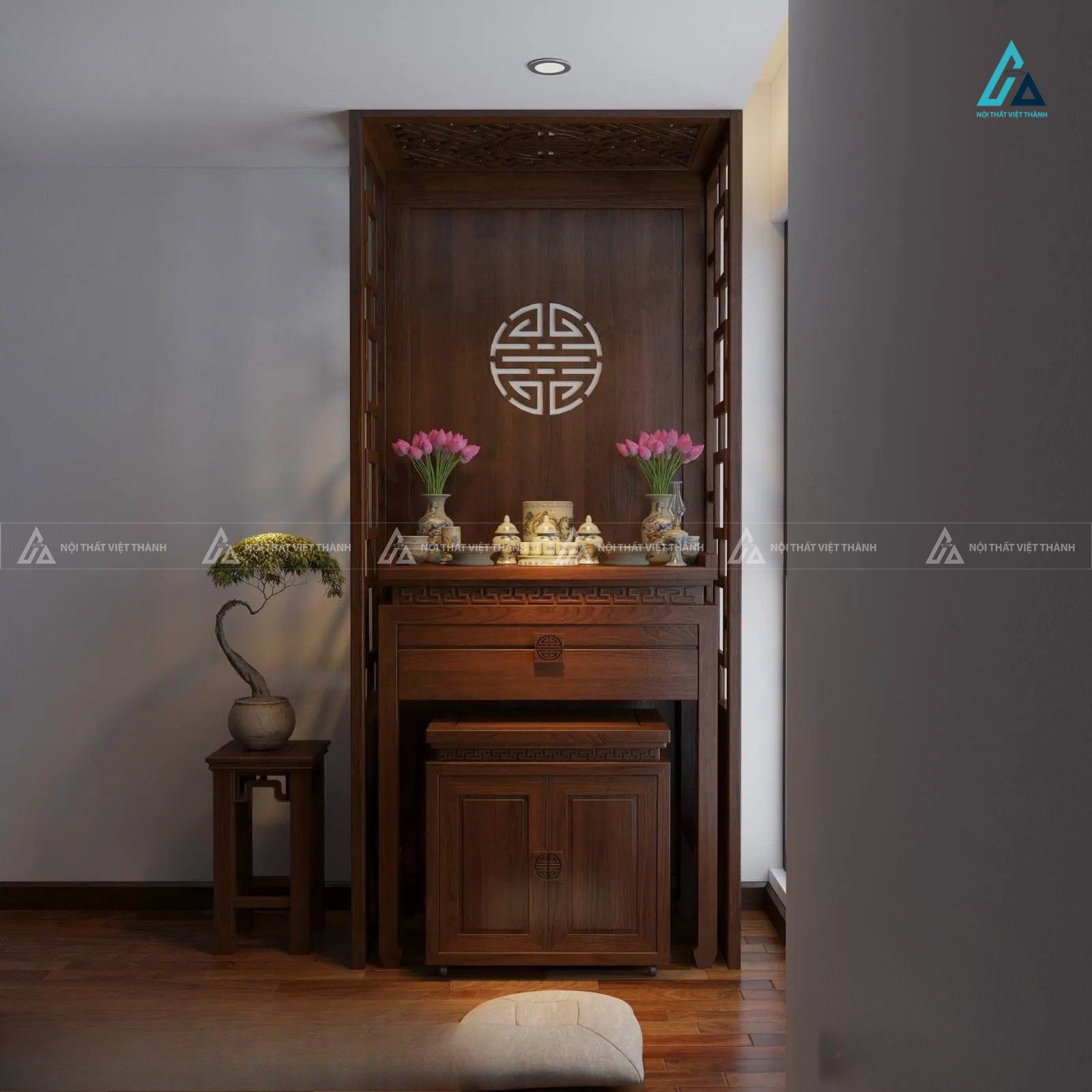 Mẫu Tủ Thờ Đứng Hiện Đại Thiết Kế Phân Tầng Tối Ưu Không Gian 2