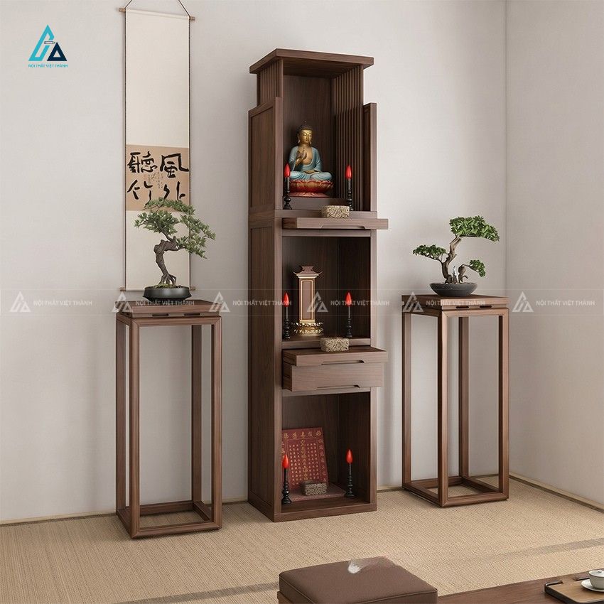 Tủ Thờ Đứng Gỗ Tự Nhiên 3 Tầng Thiết Kế Đứng Nhỏ Gọn Trang Nghiêm 2