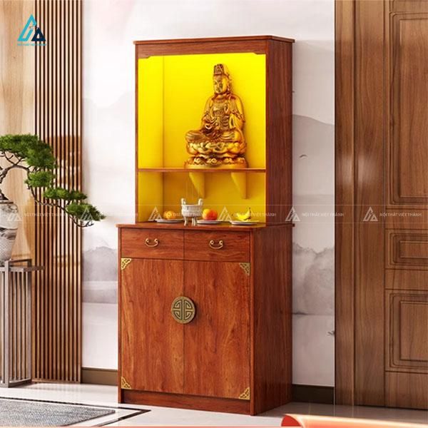 Mẫu Tủ Thờ Đứng Có Khám Thờ Đèn Led Trang Nghiêm