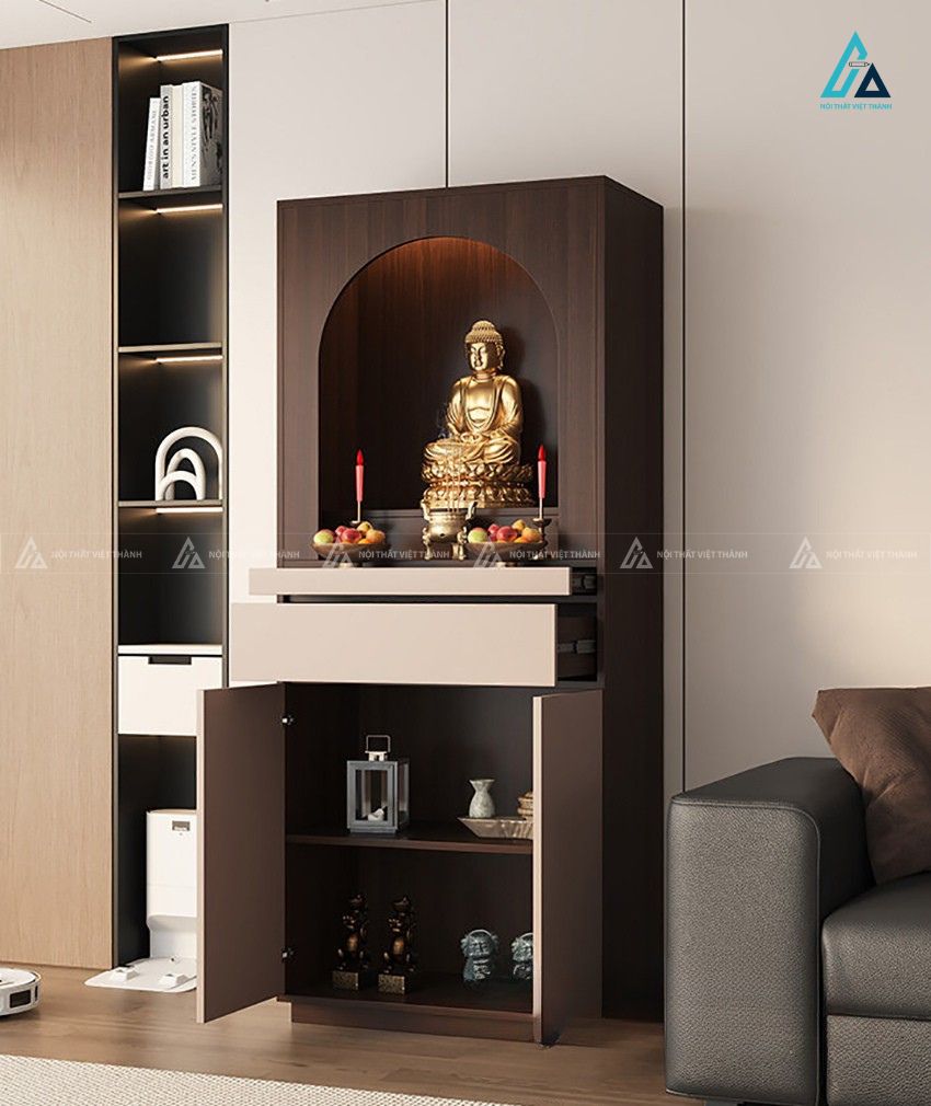Tủ Thờ Đứng Gỗ Thiết Kế Vòm Hiện Đại Trang Nhã Cho Chung Cư 2