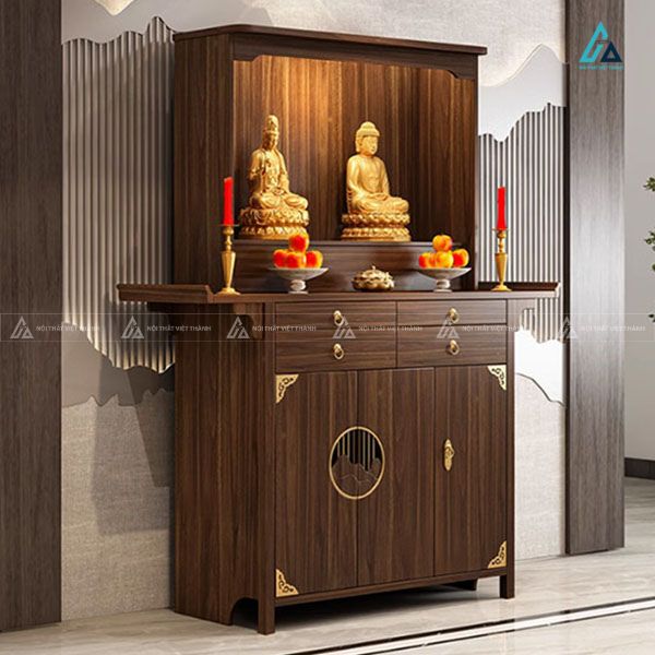 Bàn Thờ Đứng Hiện Đại Có Vách Ngăn Và Tủ Đồ Tiện Dụng