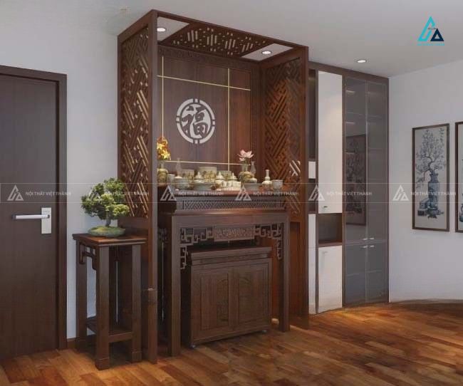 Mẫu Bàn Thờ Đứng Nhị Cấp Hiện Đại Kết Hợp Tủ Cơm Đa Năng Sang Trọng