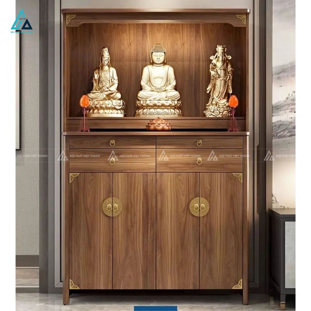 Tủ Thờ Đứng Hiện Đại Có Hộc Thờ Trên Và Ngăn Kéo Đa Năng