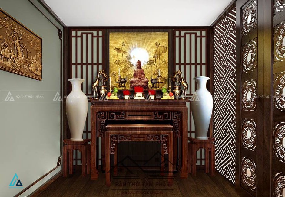 Mẫu Bàn Thờ Đứng Nhị Cấp Thiết Kế Trang Nghiêm Tối Ưu Diện Tích