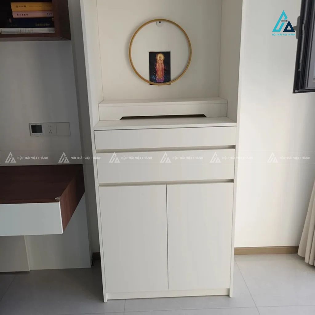 Bàn Thờ Phật Hiện Đại Dáng Cao Có Tủ Đựng Đồ Tiện Lợi 3