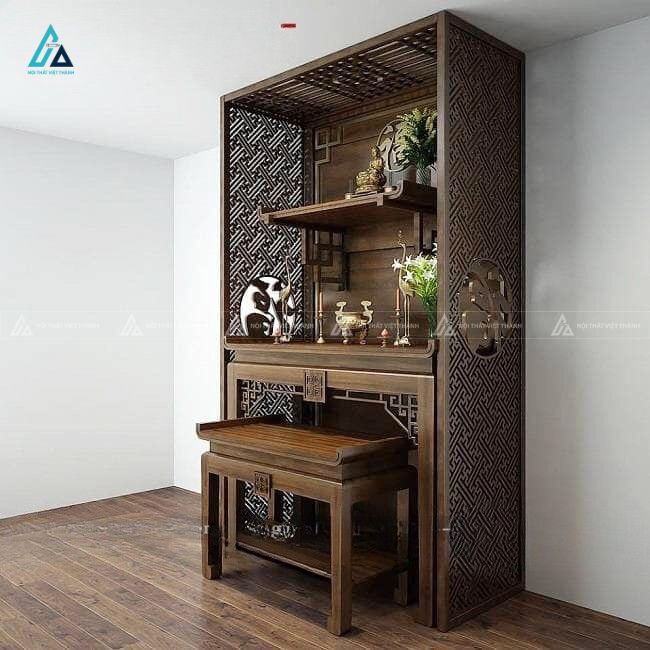 Mẫu Bàn Thờ Gia Tiên Kết Hợp Bàn Thờ Phật Treo Tường Đẳng Cấp 2