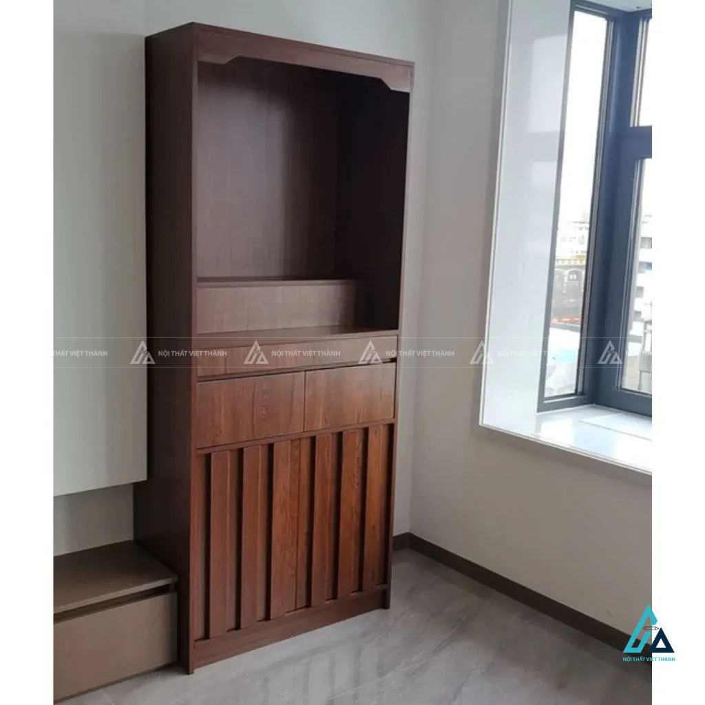 Tủ Thờ Đứng Hiện Đại Có Đèn LED Vân Gỗ Nổi Sang Trọng 2