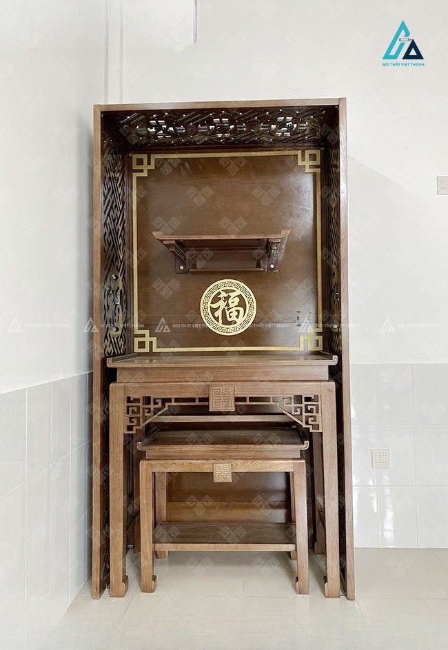 Mẫu Bàn Thờ Gia Tiên Kết Hợp Bàn Thờ Phật Treo Tường Đẳng Cấp 3