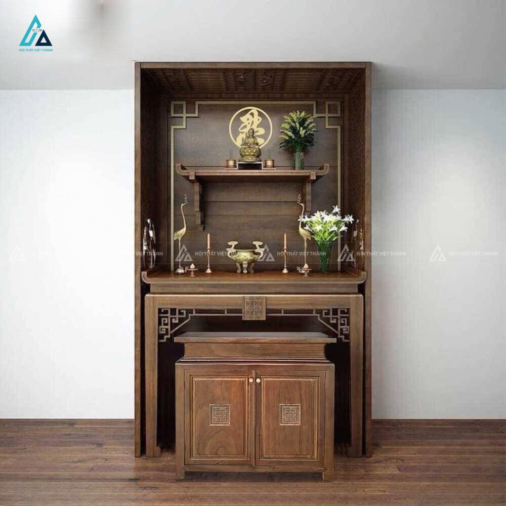 Mẫu Bàn Thờ Đứng Hiện Đại Thiết Kế Nhị Cấp Kèm Tủ Cơm Tiện Dụng