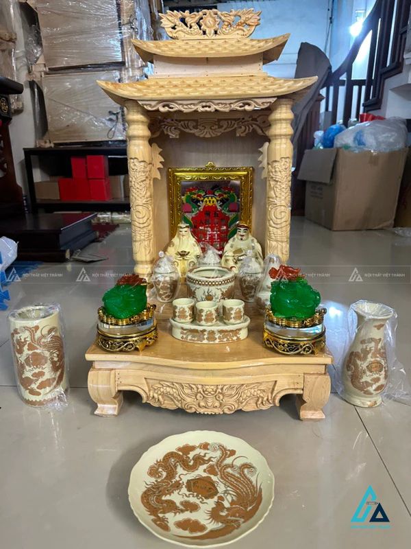 Bàn Thờ Thần Tài Mái Chùa Hai Tầng Chạm Khắc Song Long 1