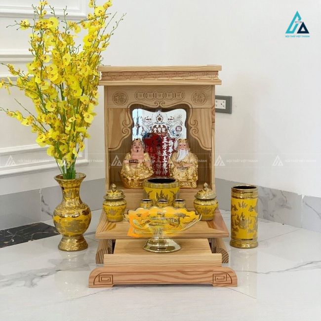 Bàn Thờ Thần Tài Mái Bằng Gỗ Tự Nhiên Thiết Kế Hiện Đại 1
