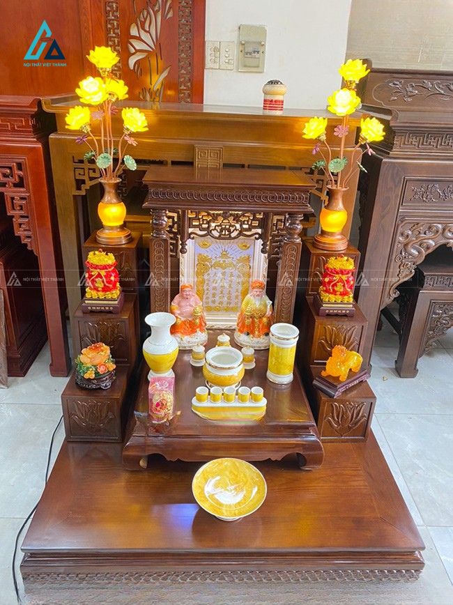 Bàn Thờ Thần Tài Trọn Bộ Gỗ Sồi Hiện Đại Sang Trọng