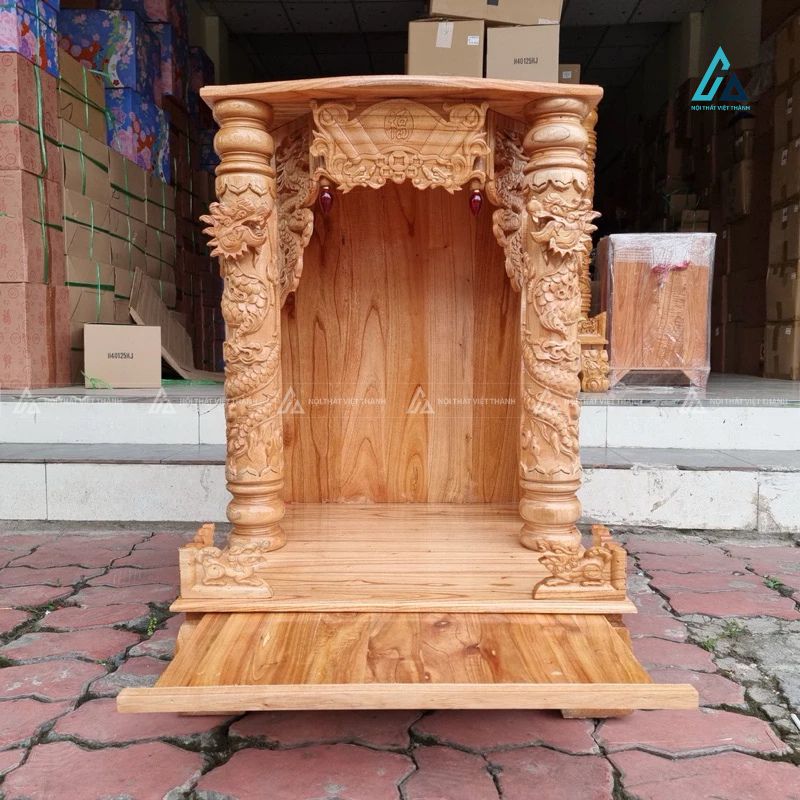 Bàn Thờ Thần Tài Cột Rồng Chạm Khắc Thủ Công Tinh Xảo Uy Nghiêm