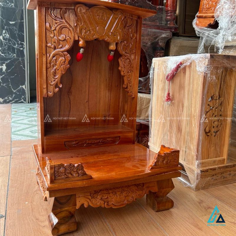 Bàn Thờ Thần Tài Chân Quỳ Cao Ráo Gỗ Tự Nhiên Hiện Đại 1
