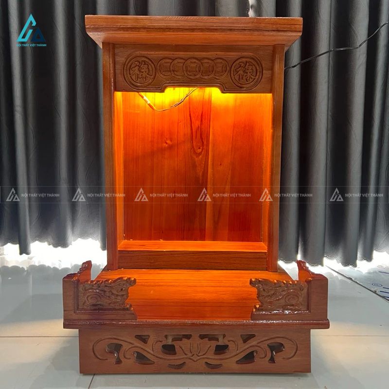 Bàn Thờ Thần Tài Mái Bằng Hiện Đại Có Ngăn Kéo Và Đèn Led