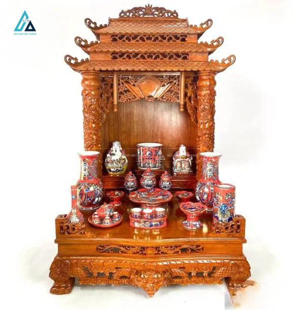 Mẫu Bàn Thờ Thần Tài Gỗ Tự Nhiên Hiện Đại Sang Trọng 1