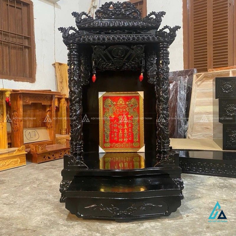 Bàn Thờ Thần Tài Mái Chùa 2 Tầng Cột Rồng Chạm Khắc Tinh Xảo 1