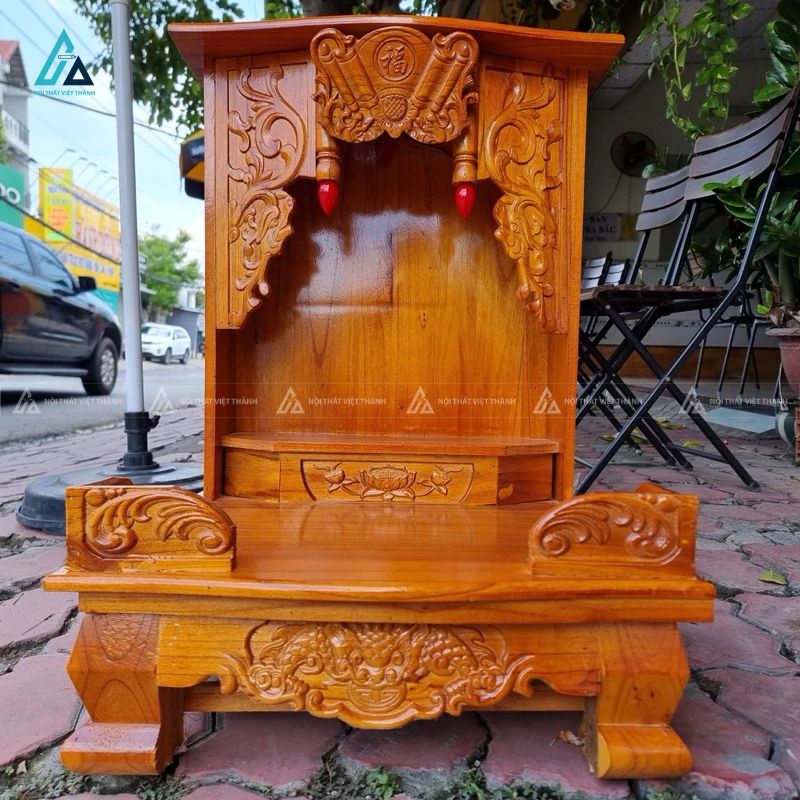 Bàn Thờ Thần Tài Mái Vòm Cuốn Thư Chạm Khắc Hoa Văn Tinh Xảo 1