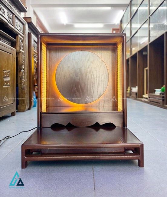 Bàn Thờ Thần Tài Phong Mây Có Hào Quang Gỗ Tự Nhiên Hiện Đại 2