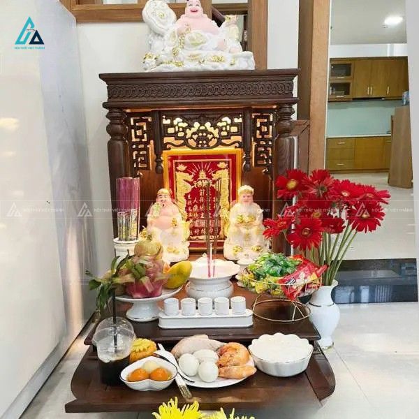 Bàn Thờ Thần Tài Mái Bằng Hiện Đại Bài Trí Đầy Đủ Tài Lộc 2