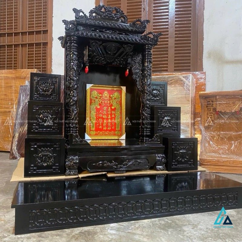 Bàn Thờ Thần Tài Mái Chùa 2 Tầng Cột Rồng Chạm Khắc Tinh Xảo 2