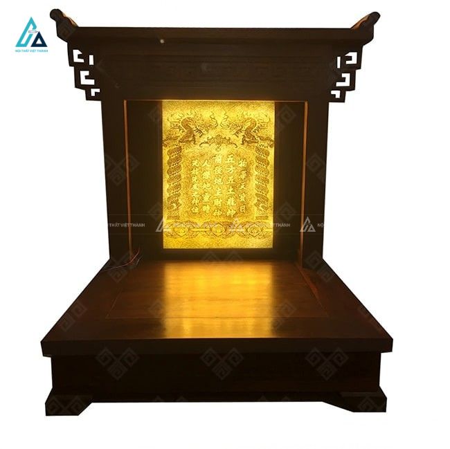 Bàn Thờ Thần Tài Tích Hợp Tranh Điện Đèn Hào Quang Sang Trọng