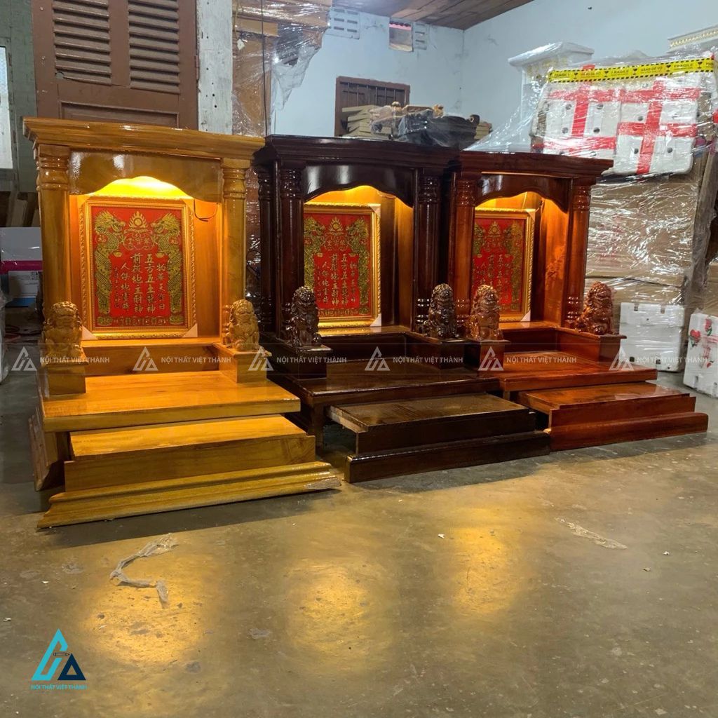 Bàn Thờ Thần Tài Cặp Lân Chầu Uy Nghiêm Tích Hợp Ngăn Kéo Lớn 1