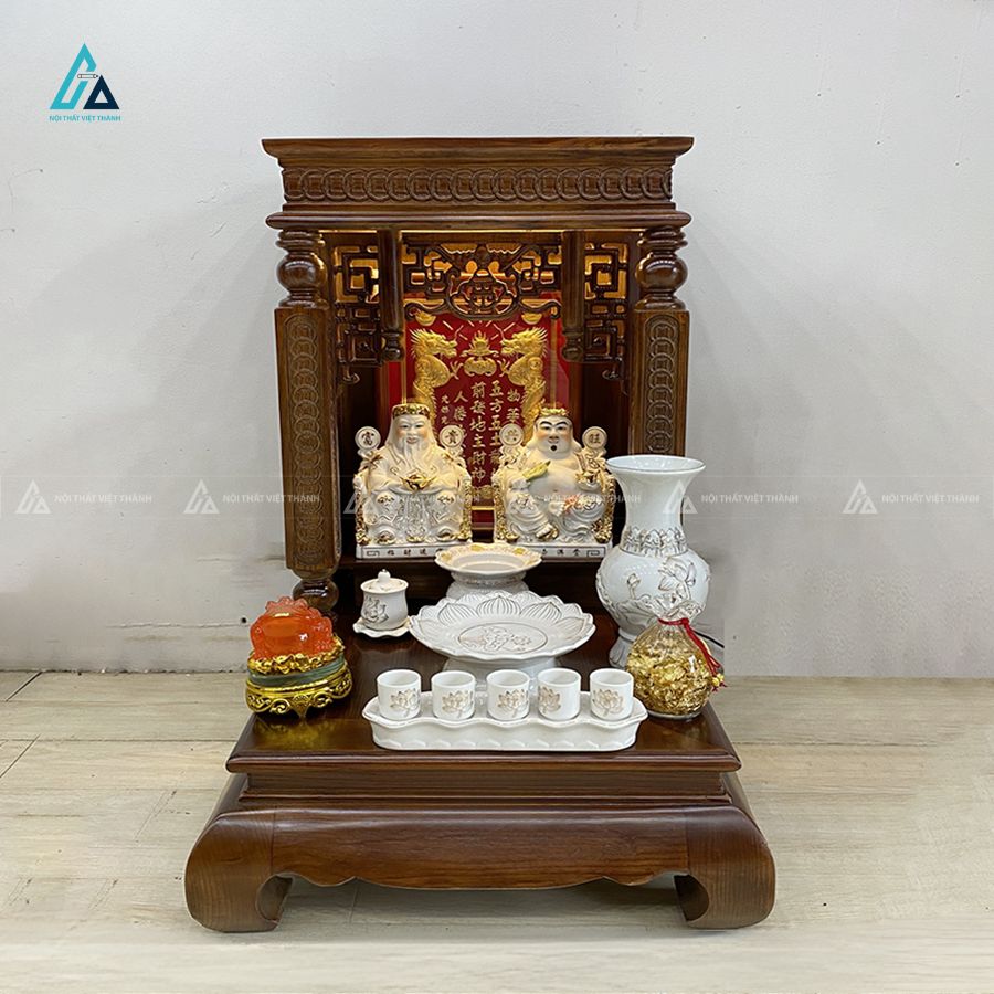 Bàn Thờ Thần Tài Gỗ Sồi Cao Cấp Mái Bằng Vân Gỗ Tự Nhiên