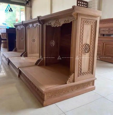 Bàn Thờ Thần Tài Gỗ Tự Nhiên Vân Gỗ Sắc Nét Kiểu Dáng Hiện Đại 1