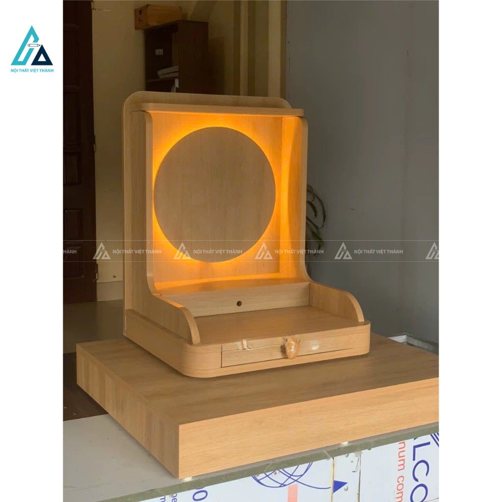 Bàn Thờ Thần Tài Mái Bằng Hiện Đại Đèn Led Hào Quang Tỏa Sáng 1