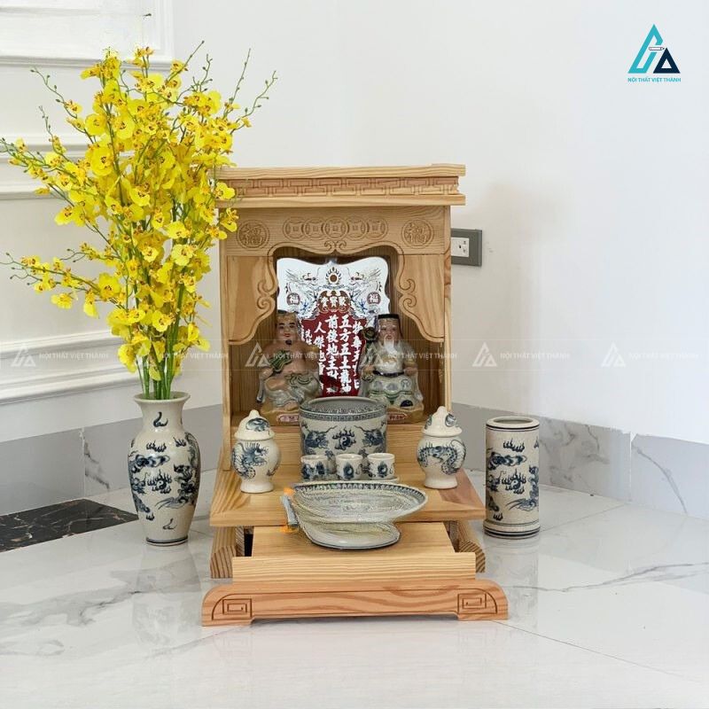 Bàn Thờ Thần Tài Mái Bằng Gỗ Tự Nhiên Thiết Kế Hiện Đại 2