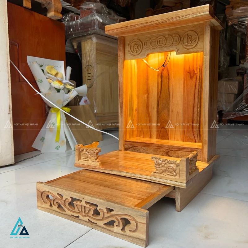 Bàn Thờ Thần Tài Mái Bằng Hiện Đại Tích Hợp Đèn Led Cao Cấp 2