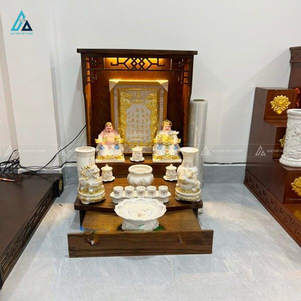 Bàn Thờ Thần Tài Mái Bằng Hiện Đại Chạm Lộng Hoa Văn Tinh Xảo 1