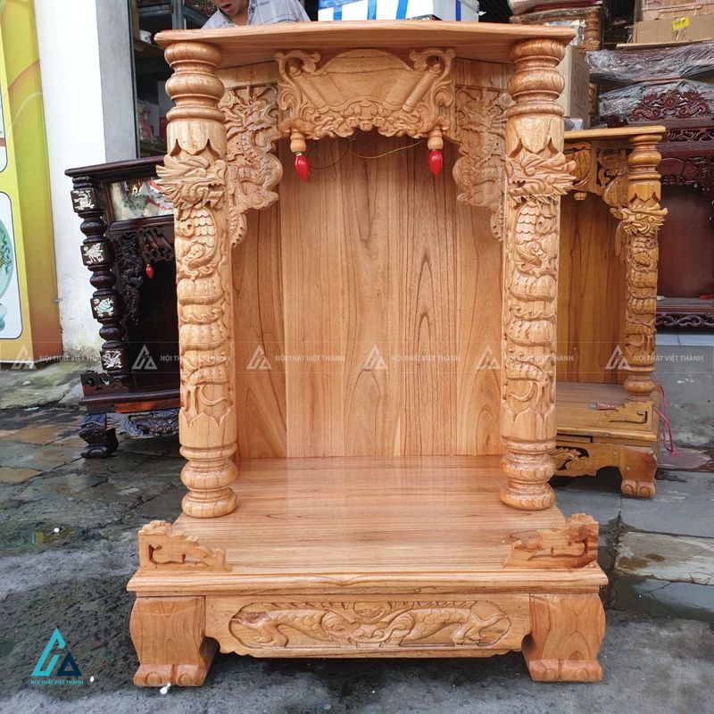 Bàn Thờ Thần Tài Cột Rồng Chạm Khắc Thủ Công Tinh Xảo Uy Nghiêm 2