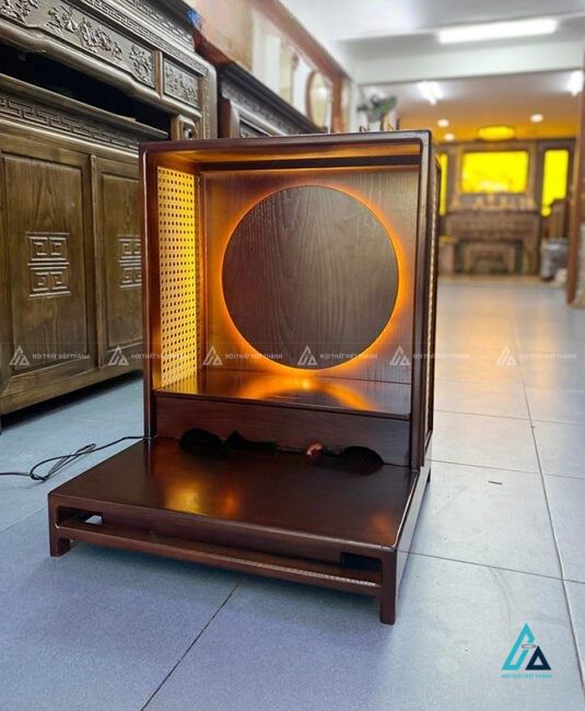 Bàn Thờ Thần Tài Phong Mây Có Hào Quang Gỗ Tự Nhiên Hiện Đại 3