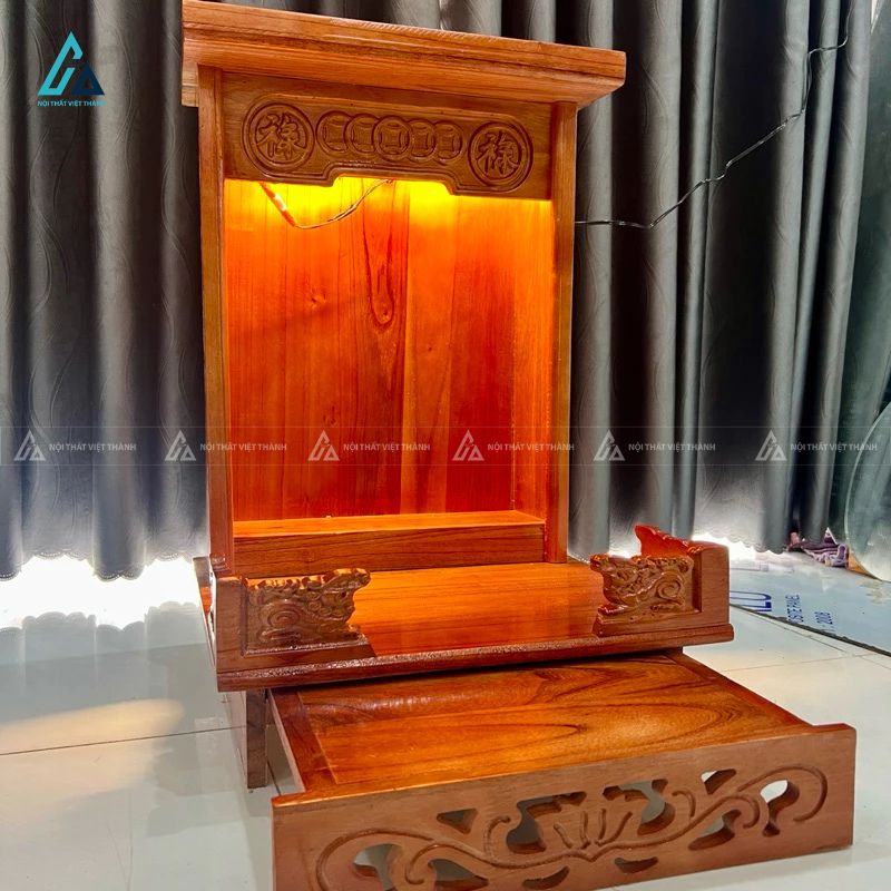 Bàn Thờ Thần Tài Mái Bằng Hiện Đại Có Ngăn Kéo Và Đèn Led 2