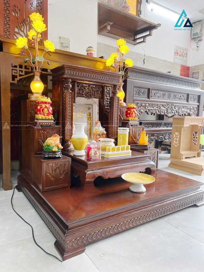 Bàn Thờ Thần Tài Trọn Bộ Gỗ Sồi Hiện Đại Sang Trọng 2