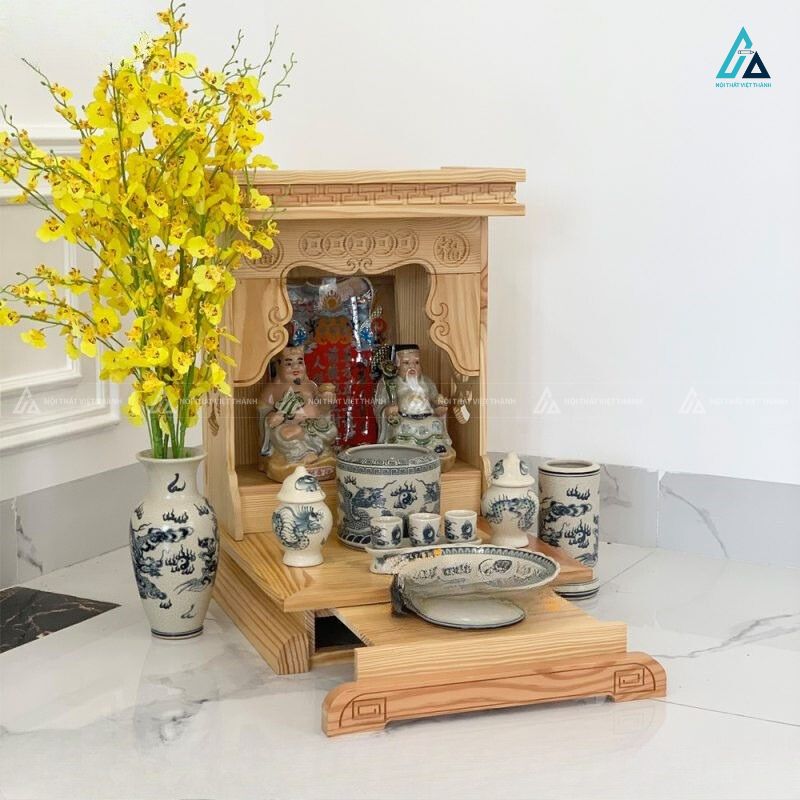 Bàn Thờ Thần Tài Mái Bằng Gỗ Tự Nhiên Thiết Kế Hiện Đại 3